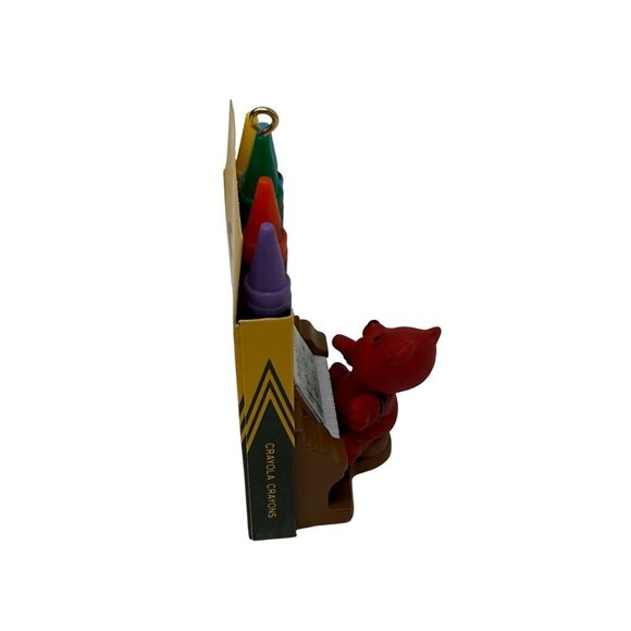 1991 Bright Vibrant Carols Crayola Crayons Hallmark Keepsake Ornament Bear w/box - Picture 5 of 7